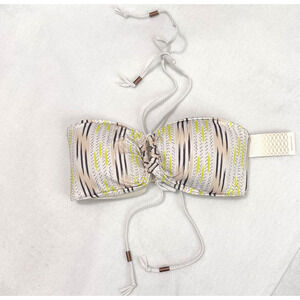 Eberjey Swim Top L Yellow White Gray Dream Catcher Cora Halter Neck Bikini NEW